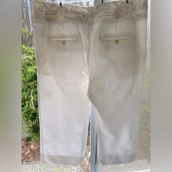 Tommy Hilfiger 14 white wide leg crops EC raised dotted design on wide waistband - Picture 6 of 8